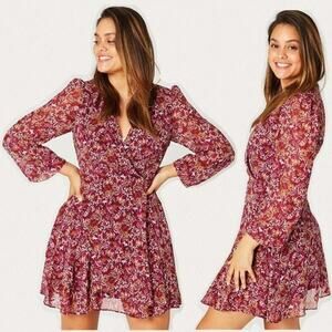 Altar'd State Dorsetta Floral Burgundy Mini Dress sz S